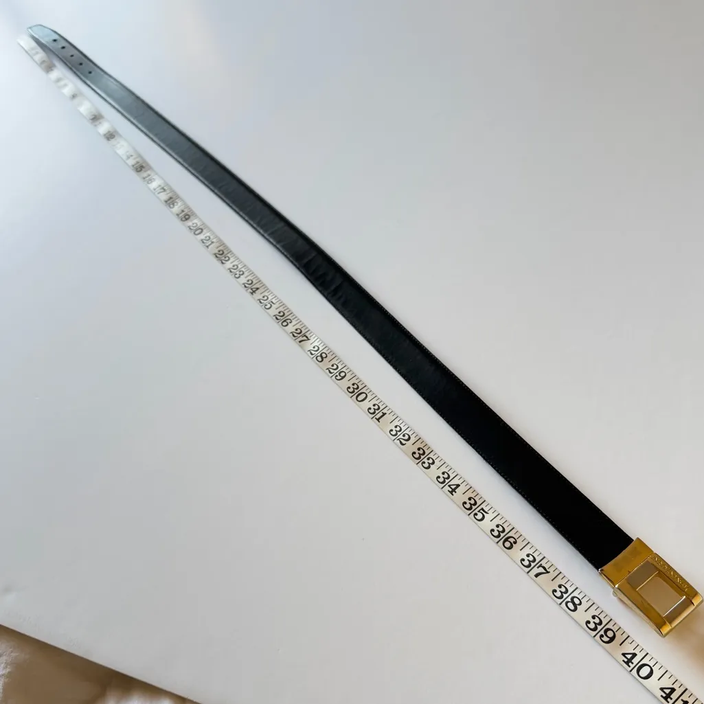 Yves Saint Laurent Vintage reversible belt black and brown gold buckle sz S - Image 8