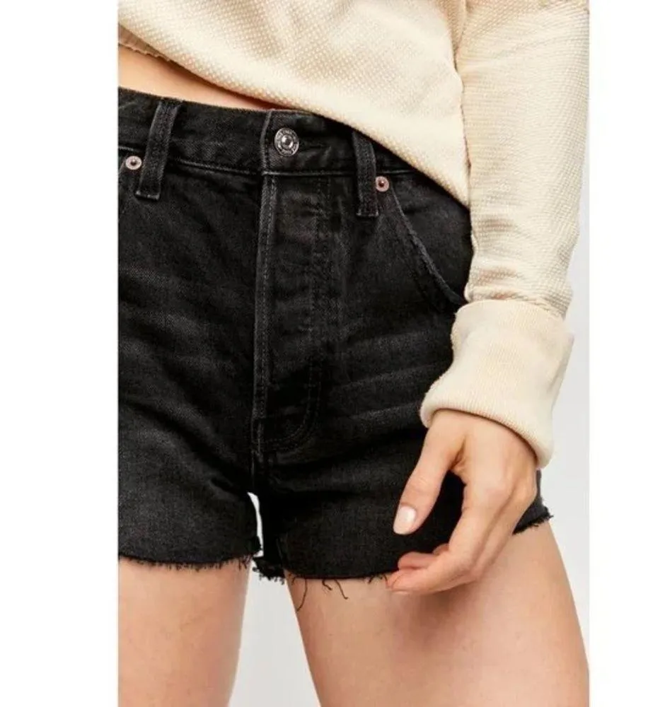 Free People Taliesin Washed Black Cut Off Shorts Size 25 - Image 5