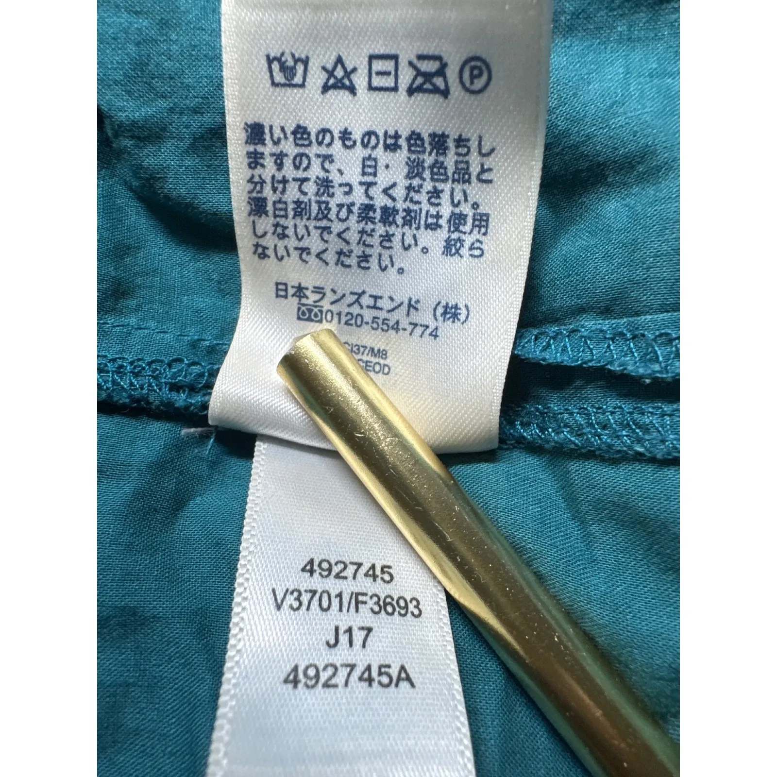 Lands End Teal Embroidered V Neck 3/4 Sleeve Tunic Top Women's Size M - Image 12