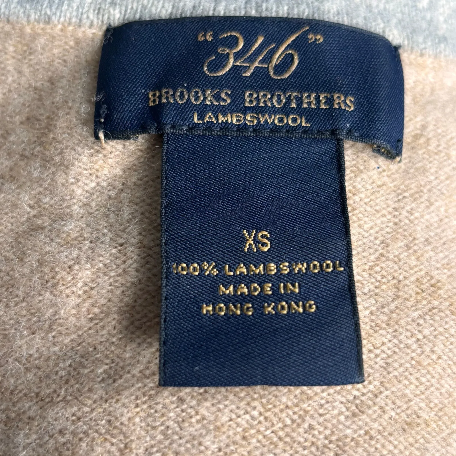 Vintage Brooks Brothers 346 Lambswool Beige Gray Contrast Knit Collared Top XS Tan - Image 6