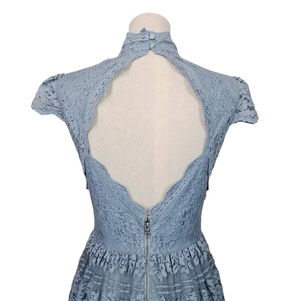 Alice + Olivia Maureen Lace Dress Light Blue Sz 4 - Image 5