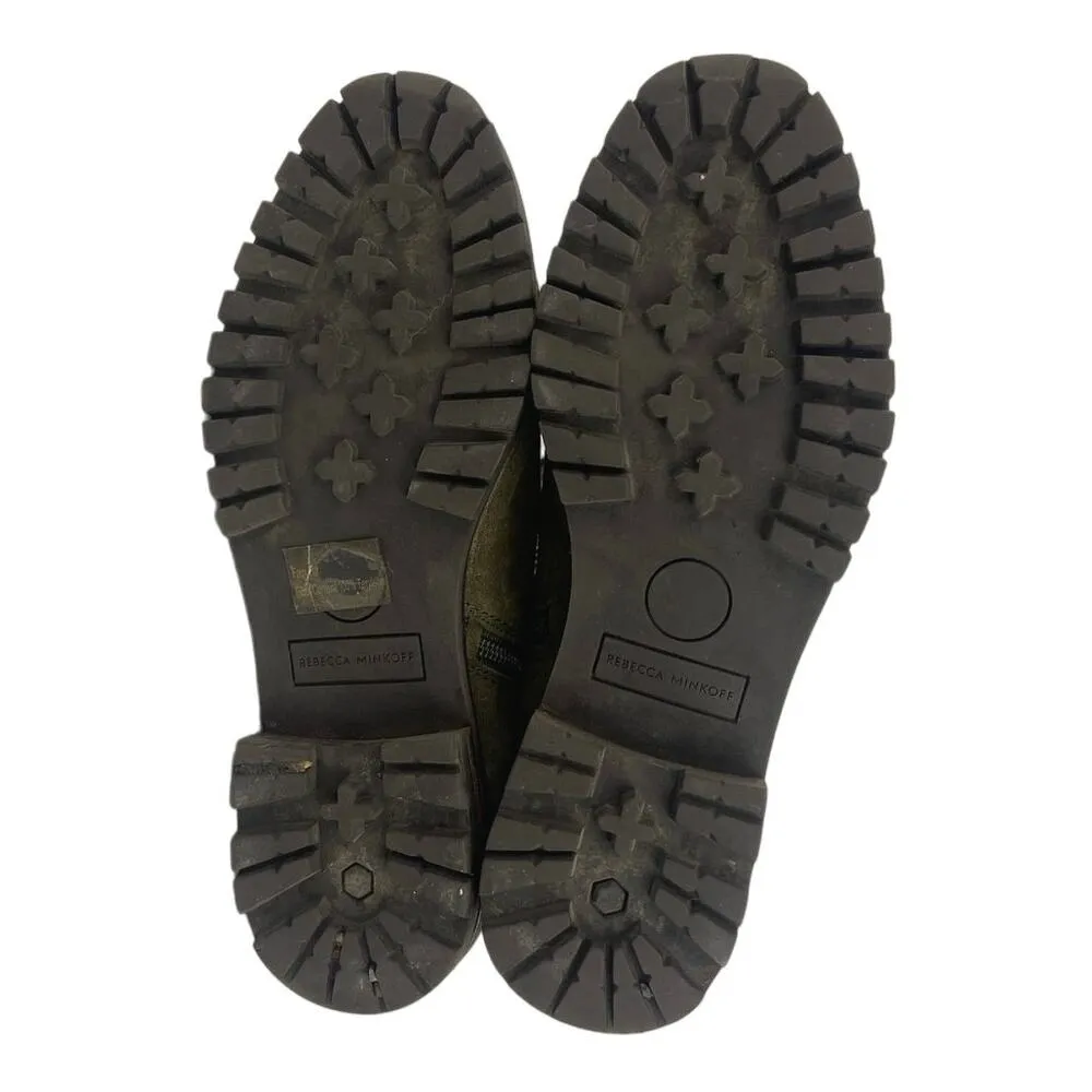 Rebecca Minkoff Jaylin Olive Green Suede Lace-Up Combat Hiking Boots Size 7.5M - Image 4