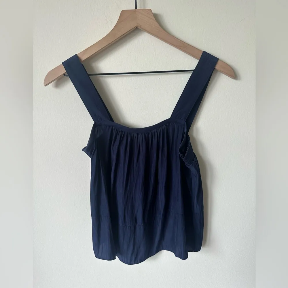RAMY BROOK Gwyn Square-Neck Sleeveless Cropped Top Navy XXS - Image 3