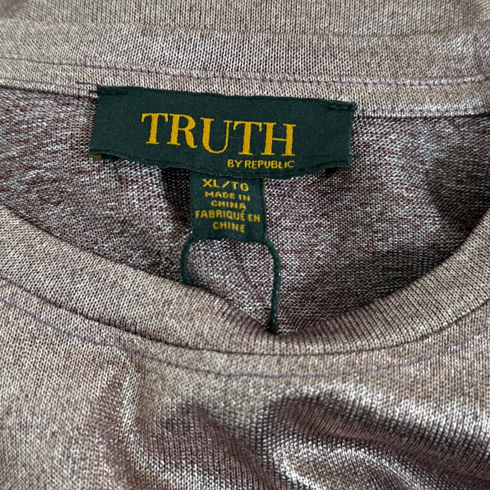 Truth By Republic Metallic Shimmer Top Short Sleeve‎ Blouse XL NWT Purple - Image 4