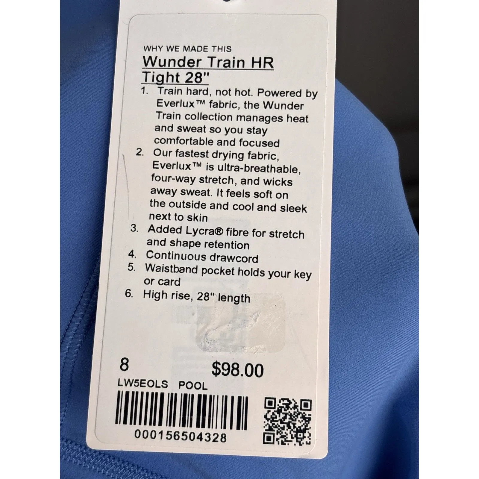 Lululemon Women Wunder Train High Rise Tight 28” Pool Blue Size 8 New w/tag $98 - Image 4