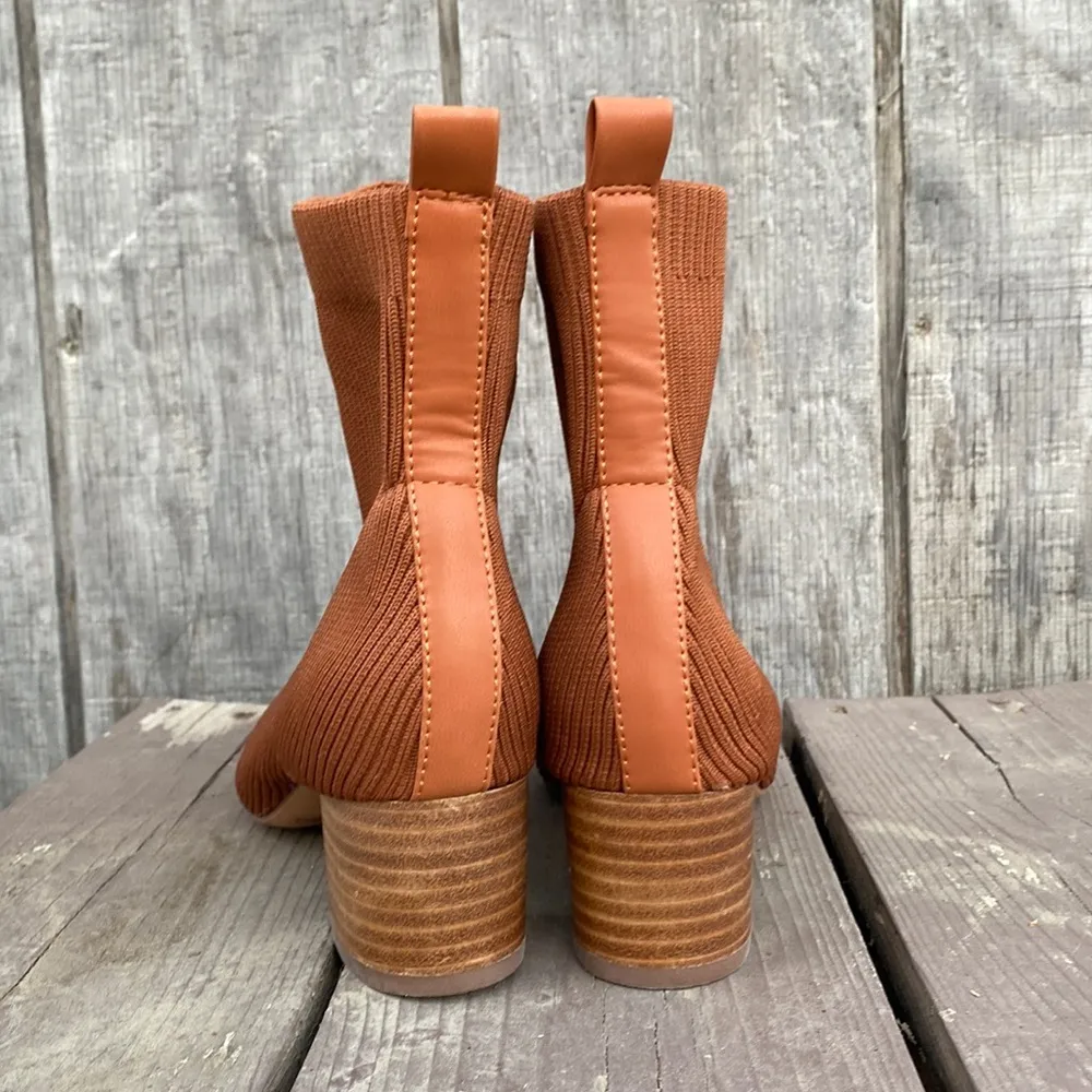 Joie Chestnut Brown Neely Heeled Soft Ankle Sock Boots Size 8 - Image 6