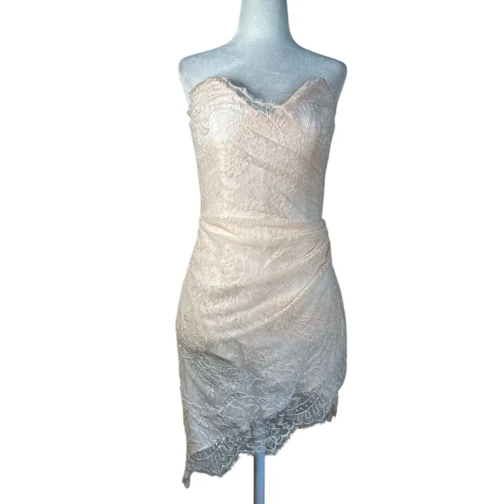 NBD Rosha Mini Dress in Blush Pink Small New Womens Lace Strapless - Image 4