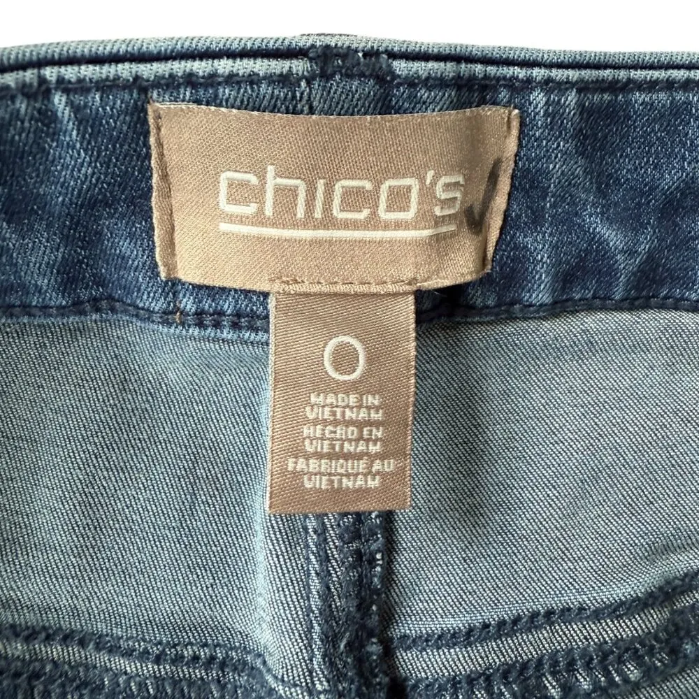 Chico's stretchy medium wash blue denim jeans with back pockets women's size 0 - Image 8