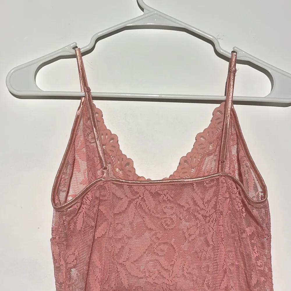Boutique Pink Lace Mesh Slip Dress Size M - Image 6