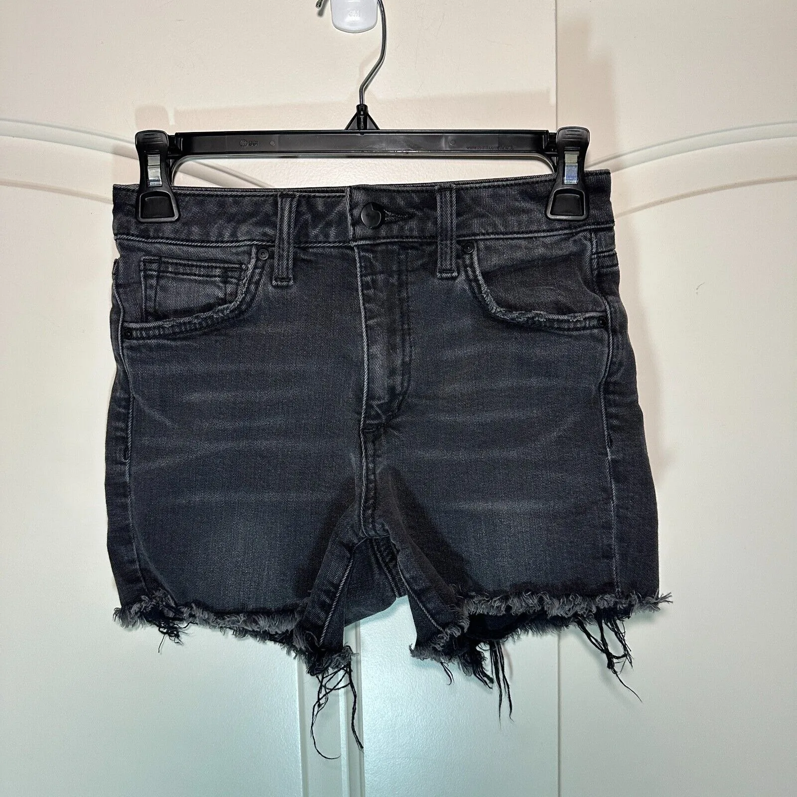 Joes Jeans High Rise Frayed Hem‎ Jean Shorts Newport Black Distressed Womens 23 - Image 2