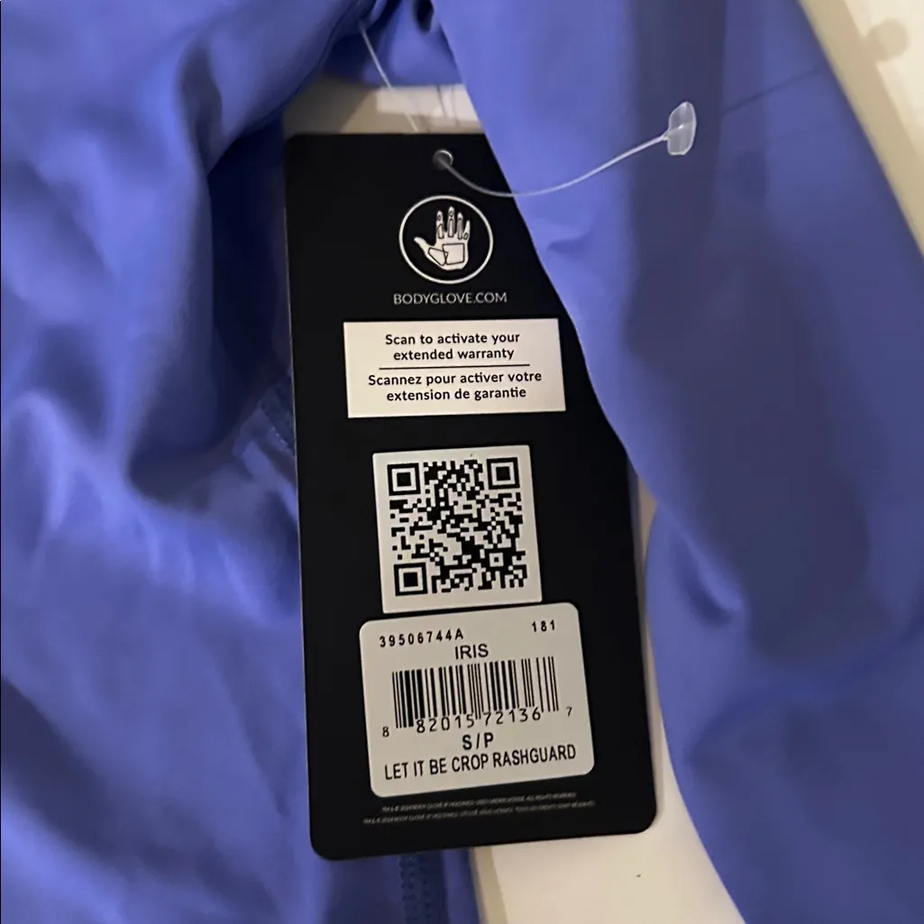 BODY GLOVE WOMEN'S LET IT BE CROP RASHGUARD, IRIS, Small, NWT - Image 8