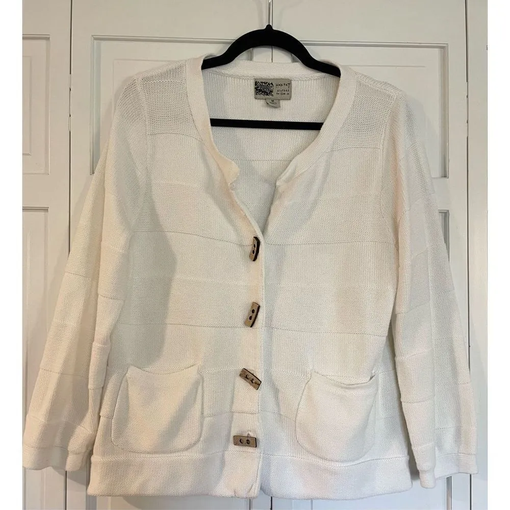 Habitat clothes to live in white button front sweater  M - Image 2