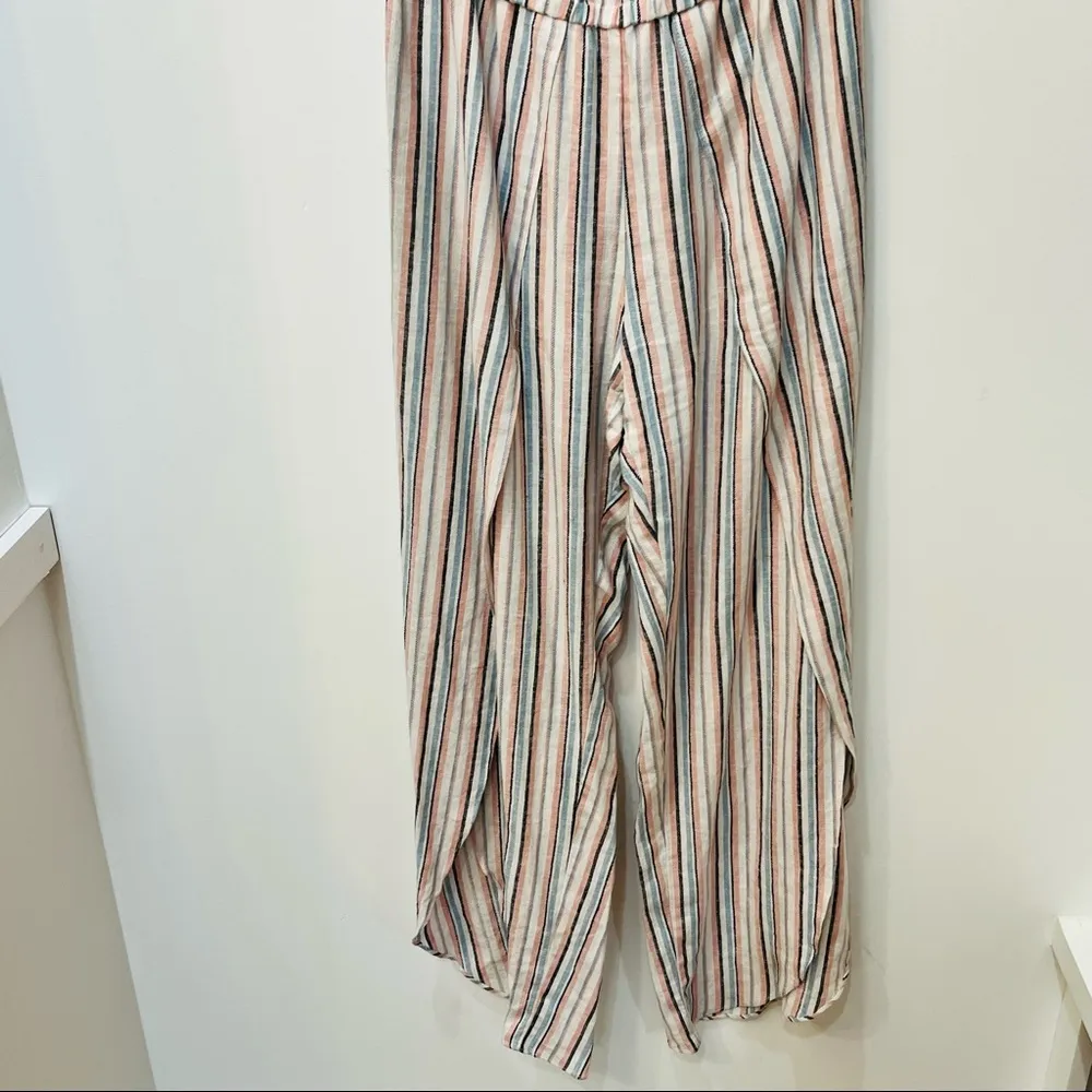 Anthropology Drew Jumpsuit Strapless Striped Linen Split Tulip Leg Boho … - Image 60