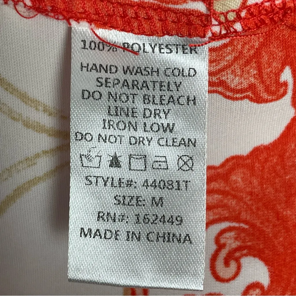 Lulumari Crop Top Floral Short Sleeves Deep V-Neck Size Medium Women Tile Print - Image 7