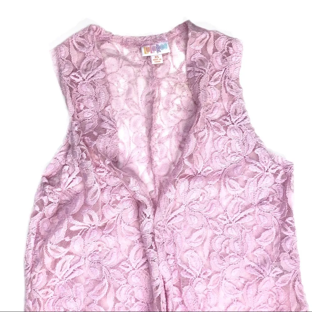 LuLaRoe Joy Lace Duster Cardigan Vest - Image 3