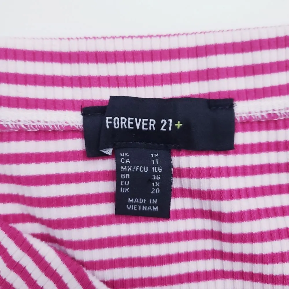 Forever 21 + Pink and White Strip Strapless Bodysuit - Image 4