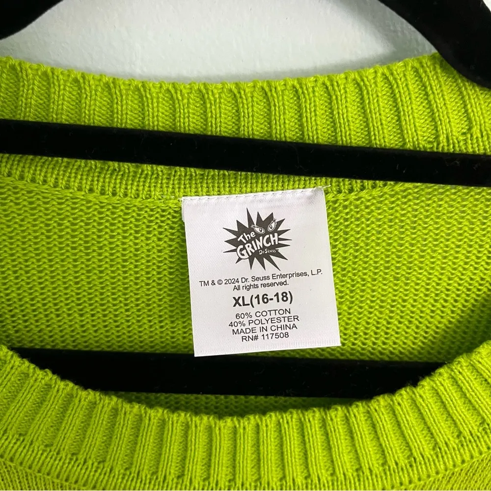 Women's Christmas The Grinch Red Blah Blah Blah Green Sweater Top XL 16 - Image 6