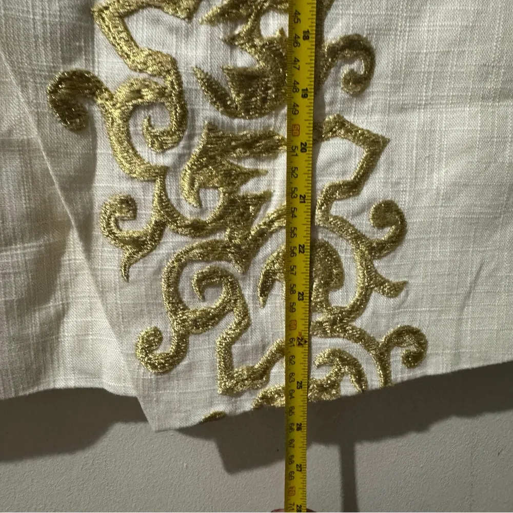 Tory Burch Ivory Gold Kathleen Embroidered Linen Wrap Skirt size 6 - Image 5
