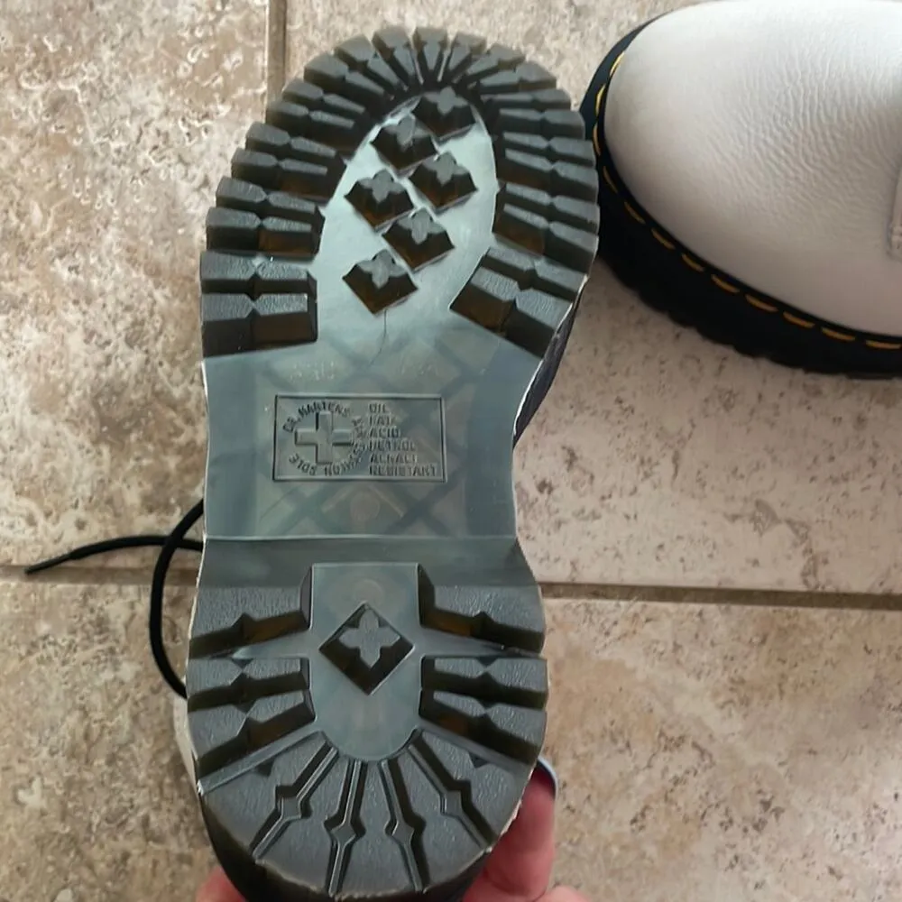 Dr. Martens 1460 Pascal Max Optical White Pisa Leather Platform Boots - Image 12