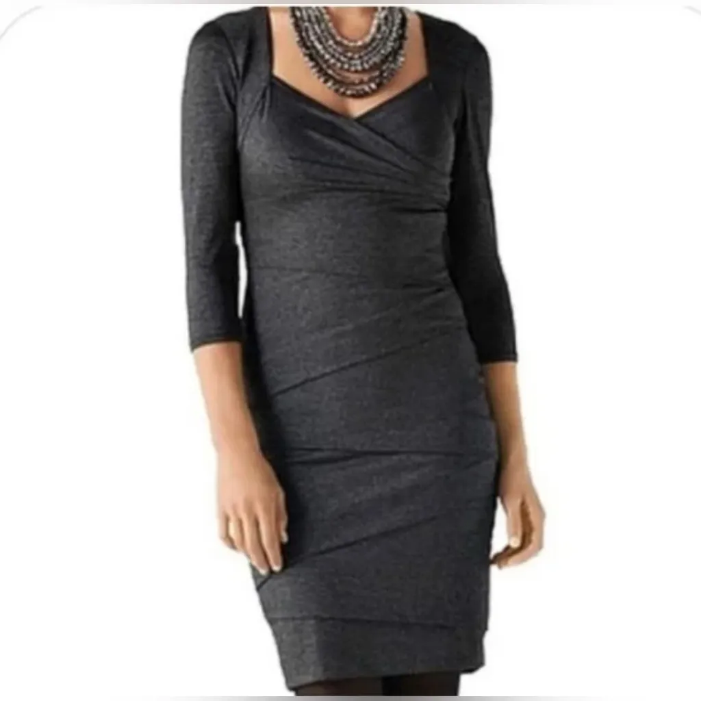 White House Black Market gray jersey knit tiered sheath - Image 2