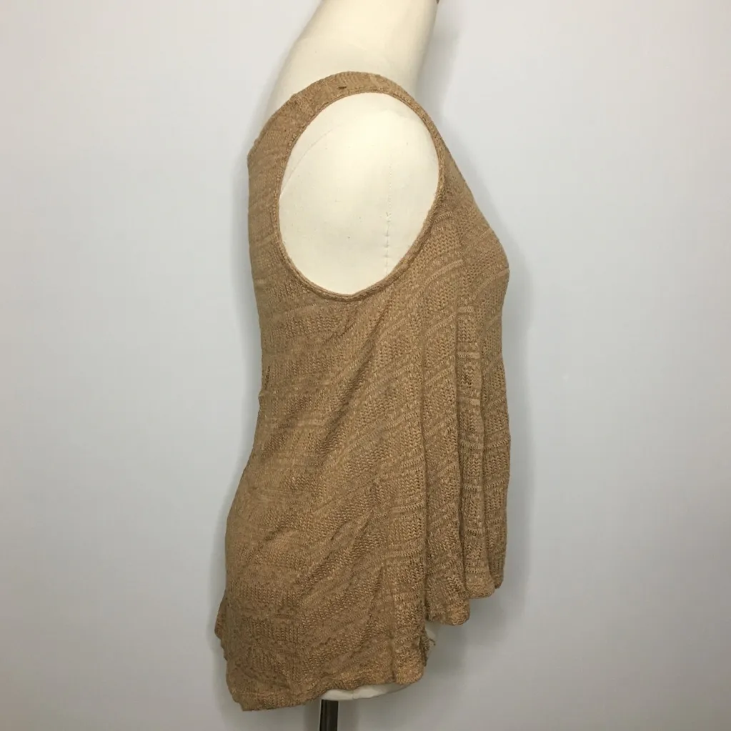 CHLOE & KATIE Tan High Low Tank Top, Medium - Image 4