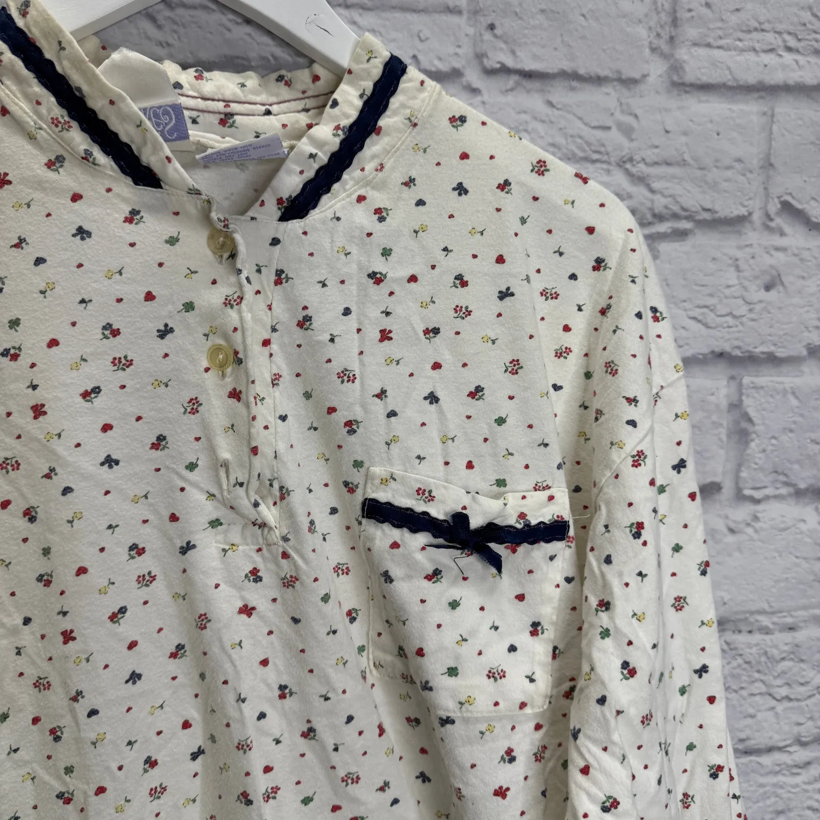 Vintage Secret Treasures Long Sleeve Cotton Nightgown Short Size 2X White Floral - Image 3