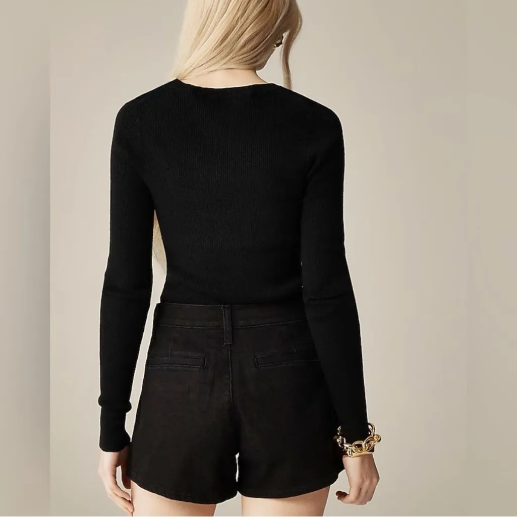 J Crew women’s Denim short with sailor pockets gold buttons black Size 27 NWT - Image 2