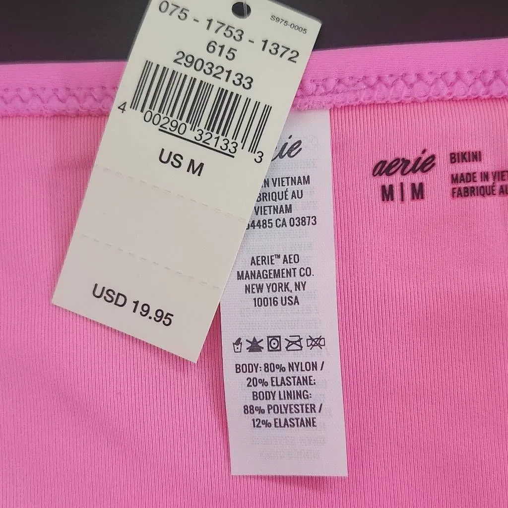 Aerie Neon Pink Bikini Bottoms NWT Size Medium Full Coverage Bottoms - Image 6