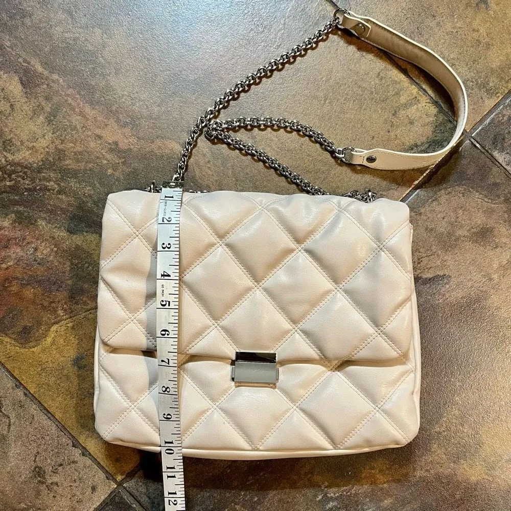 H&M Quilted Shoulder Flap Bag White Silver - Image 3