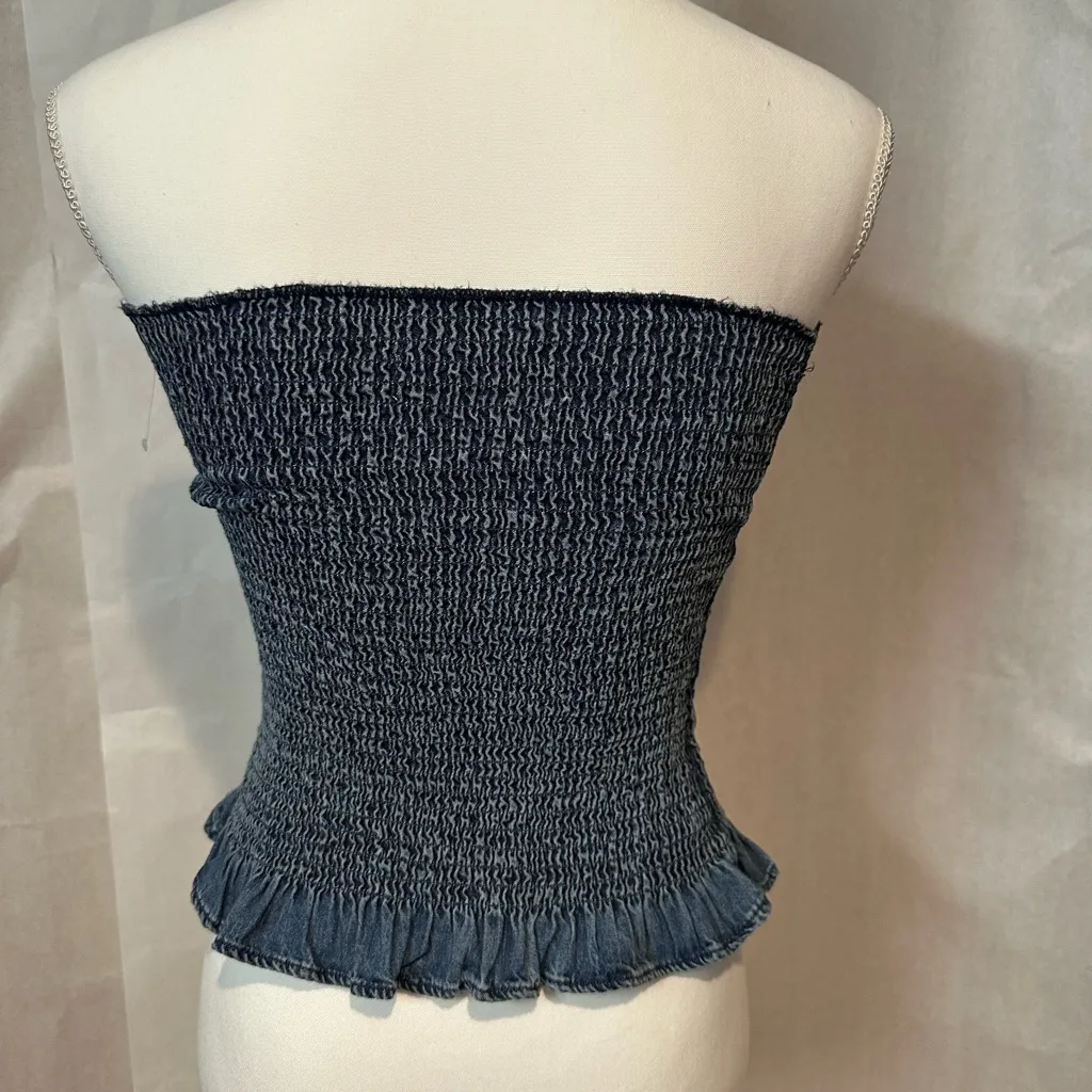 ZARA  Navy Smocked Top - Image 5