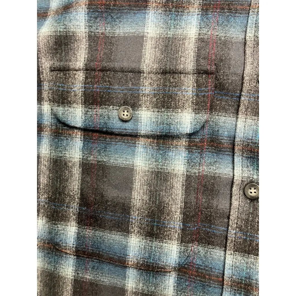 Pendleton Women's Plaid Cropped Shirt Jacket Large Grey Mix/Aqua Plaid Wool - Image 3