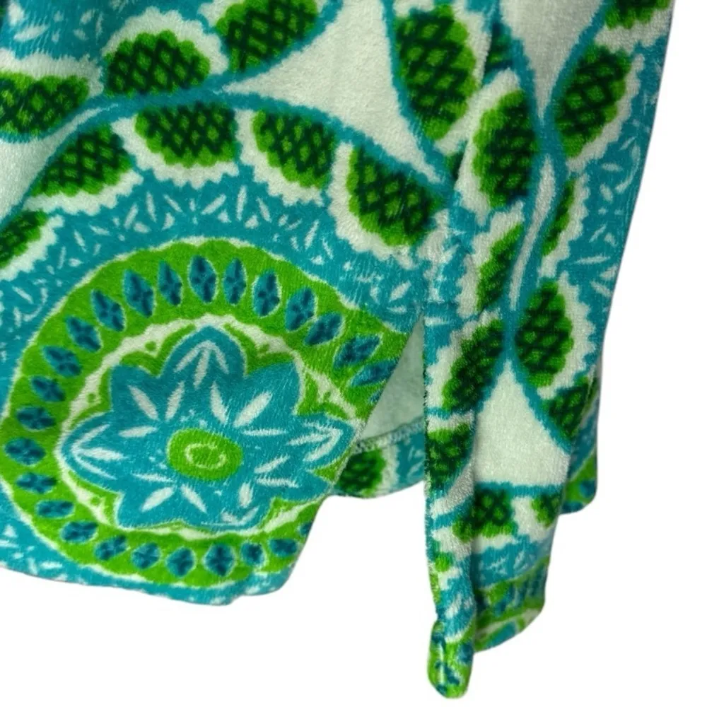 Talbots Medallion Print Terry Split Neck Tunic‎ Beach Coverup Top Green XL - Image 6