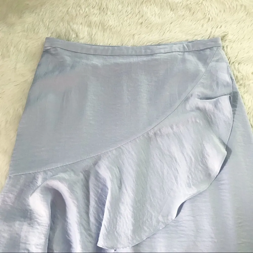 THE JETSET‎ DIARIES Purple Satin Midi Skirt Draped Ruffle Thigh Slit Large New - Image 5