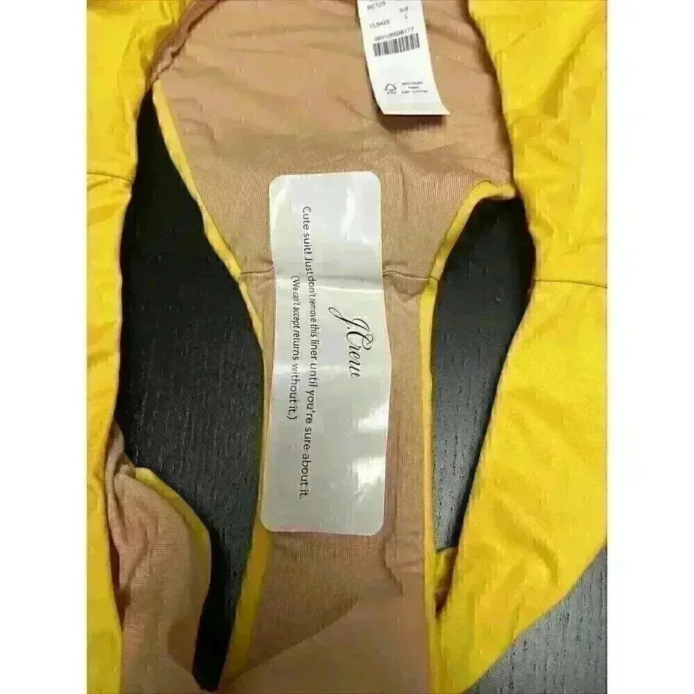 J Crew Swimsuit Womens L Yellow Bikini Bottom Cheeky Curved Waist Beach BC125 - Image 4