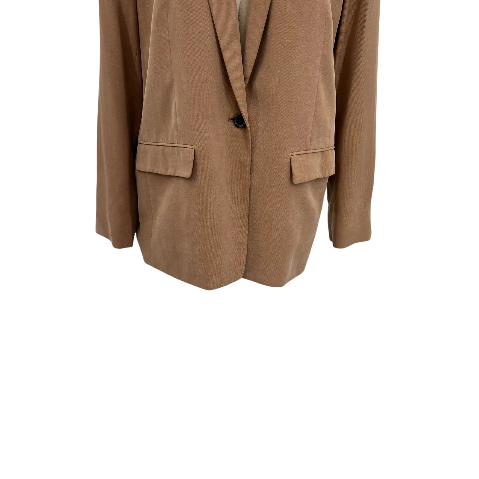 Everlane The Easy Blazer Lyocell Oversized Toasted Coconut Tan Camel‎ Size 10 - Image 7