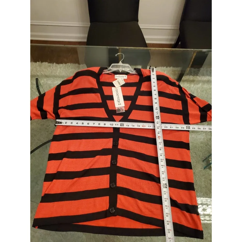 Breckenridge Women's Black Red Striped V Neck Button Front Cardigan Sweater 2X - Image 10