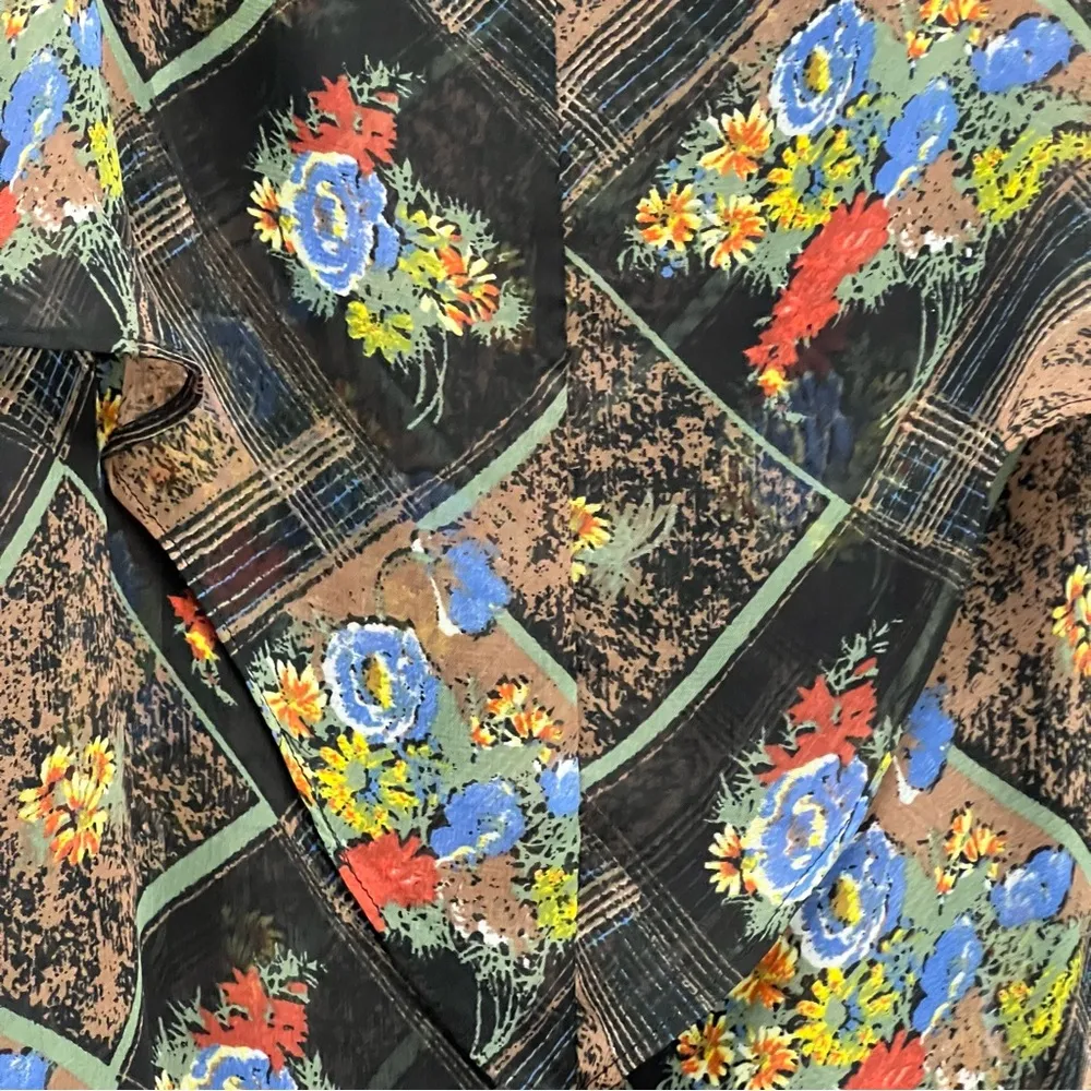 Free People brown & black floral patchwork tiered ruffle multi layer dress 6 nwt - Image 13