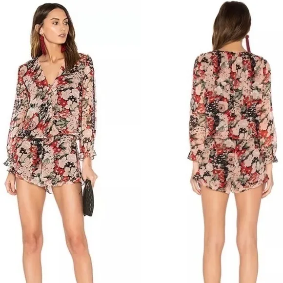 Joie Long Sleeve V-neck Floral Romper - Image 2