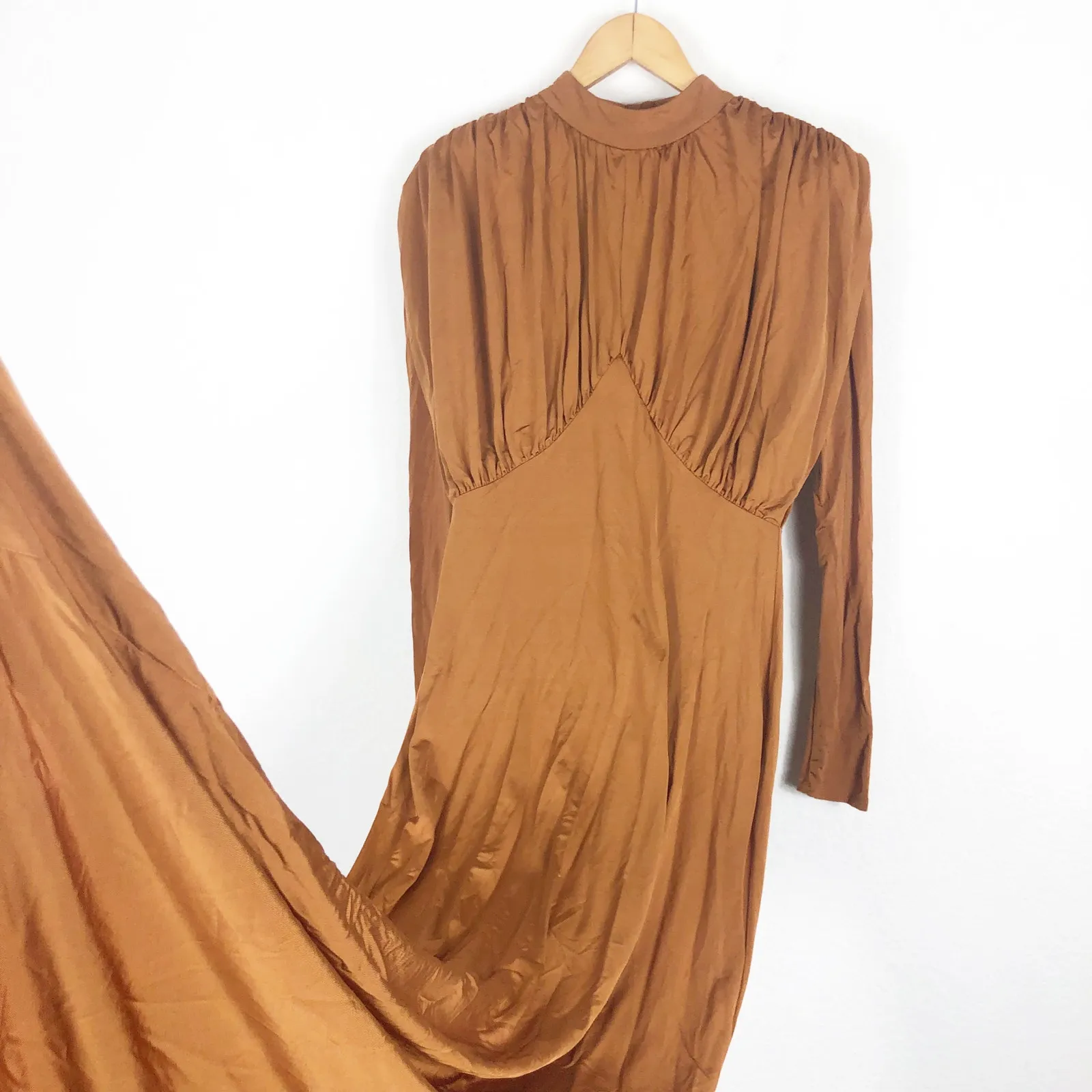 L'ACADEMIE Kemia Maxi Dress Small Brown Jersey Long Sleeve Wedding Revolve Chic - Image 13