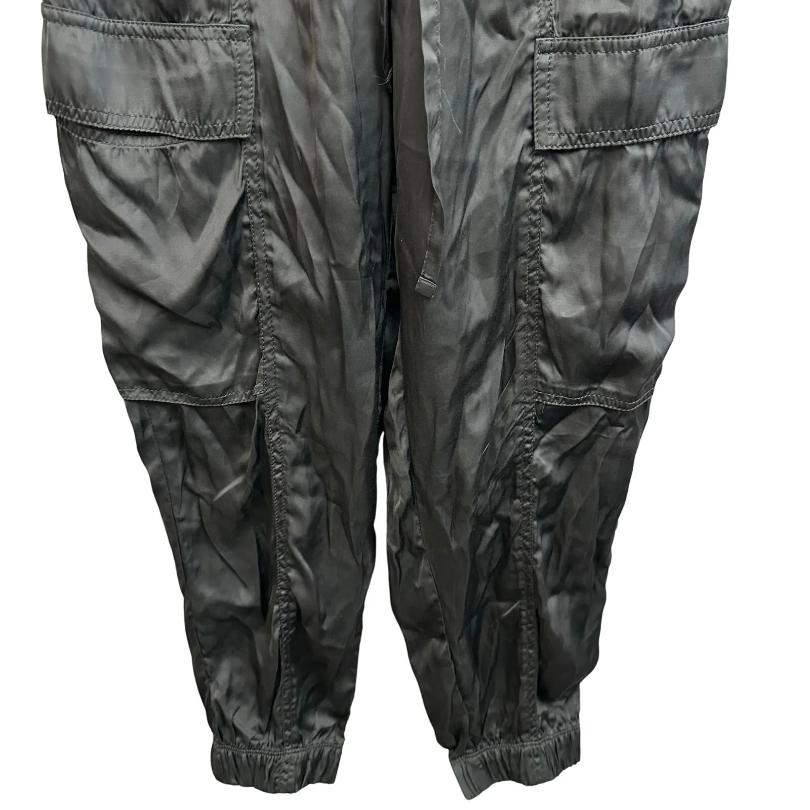 Aerie Gray Silky Cargo Jogger Pants Small Lightweight Drawstring Pockets - Image 3