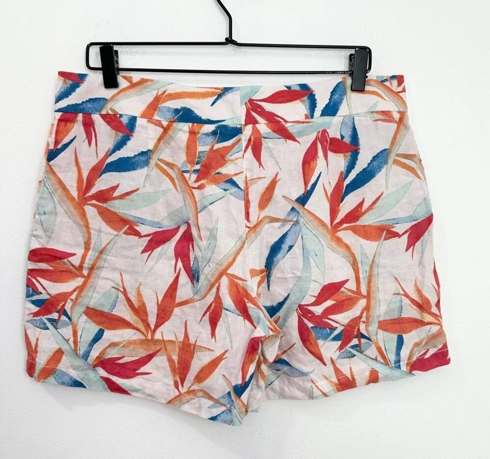 Tommy Bahama Linen Breathable Shorts Tropical Leaf Print size 8 - Image 2