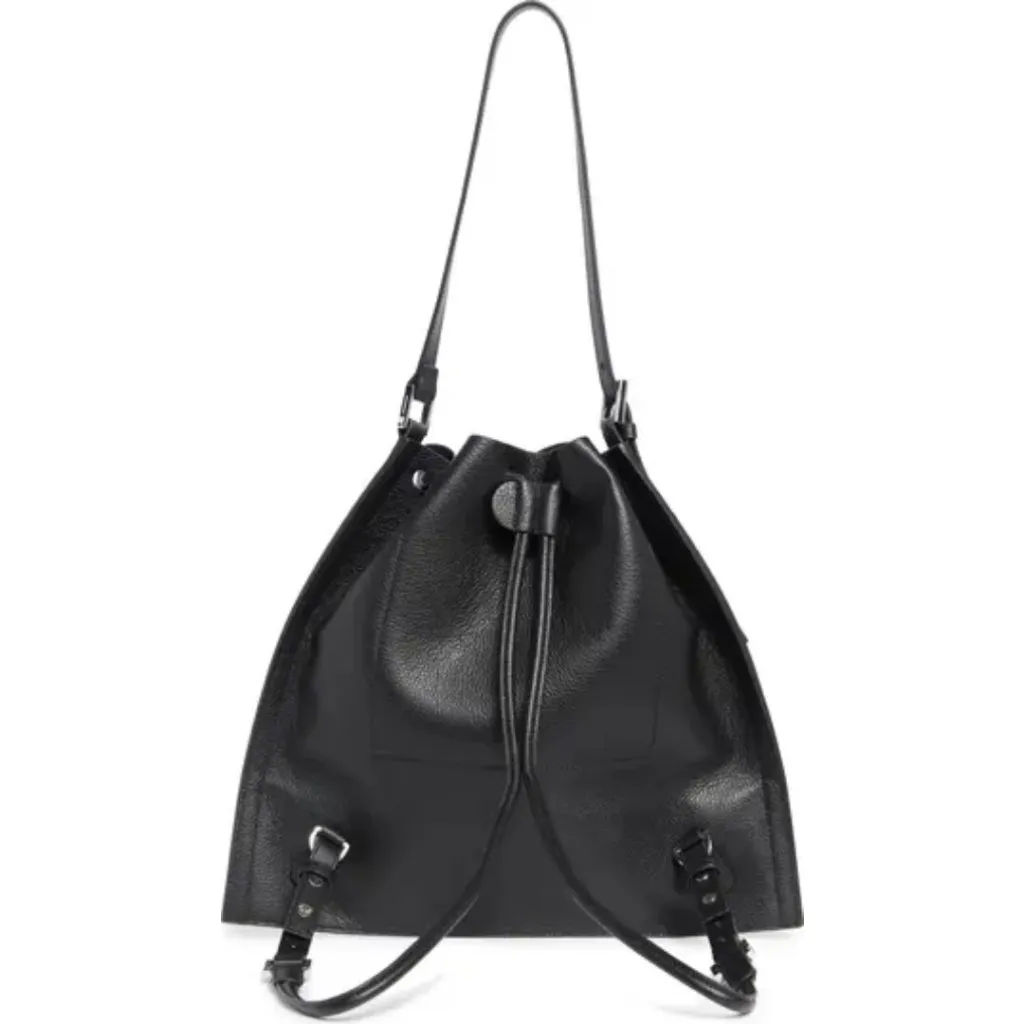 NWT AllSaints Alpha Convertible Black Leather Shoulder & Backpack - Image 4