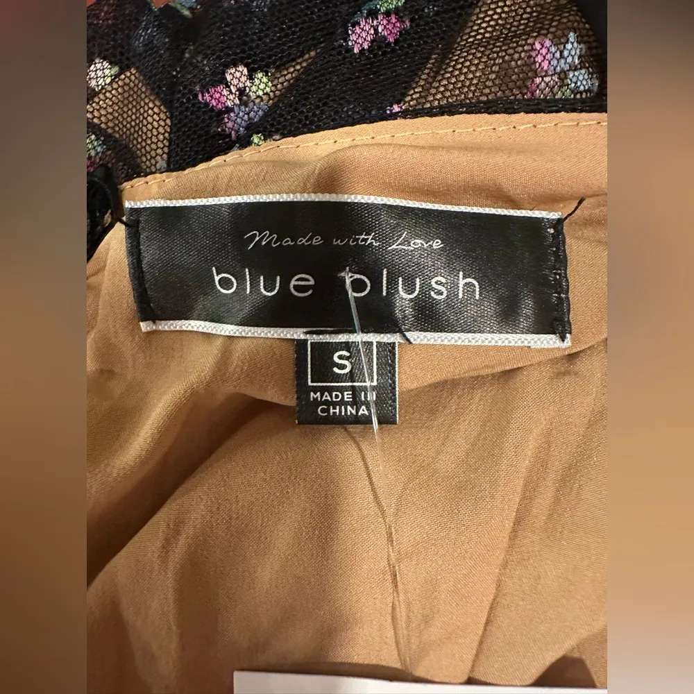 Blue Blush Black Floral Mesh Dress - Image 8