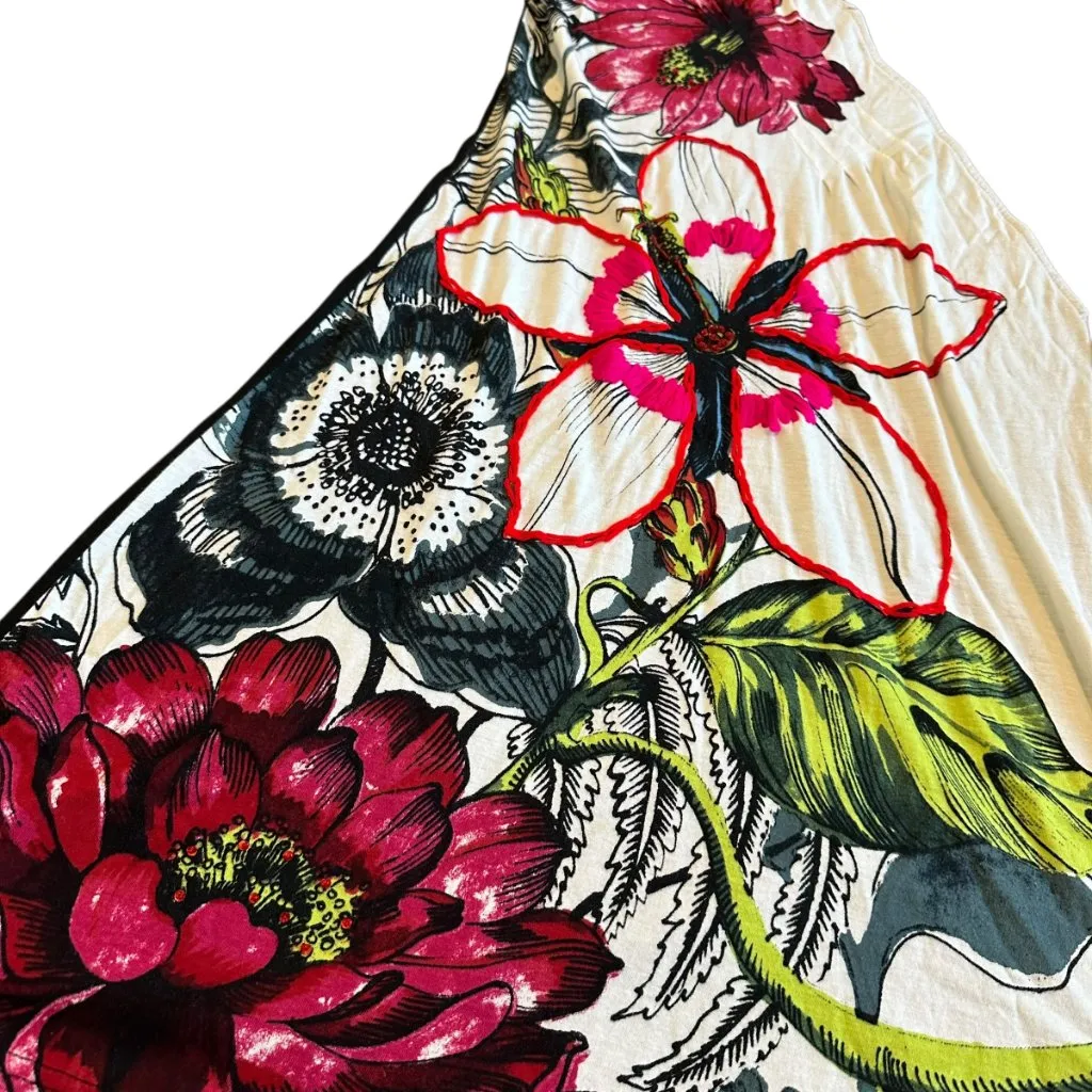 Desigual Bold Floral Print Mini Dress Abstract Stretch Short Sleeve T-Shirt Med - Image 5