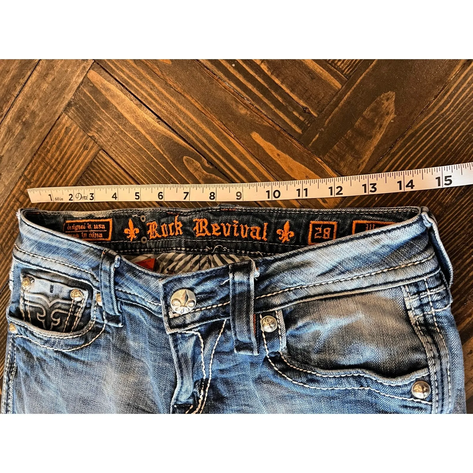 Rock Revival Wendy Capri Jeans Women 28 Embellished Y2K Western Cowgirl Aztec - Image 6