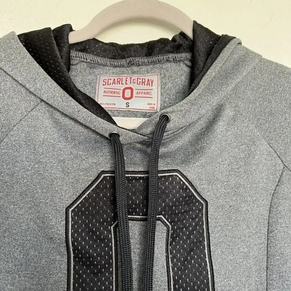 VARSITY preppy hoodie Pullover Sweatshirt SMALL grey number 0 Activewear Gray - Image 2