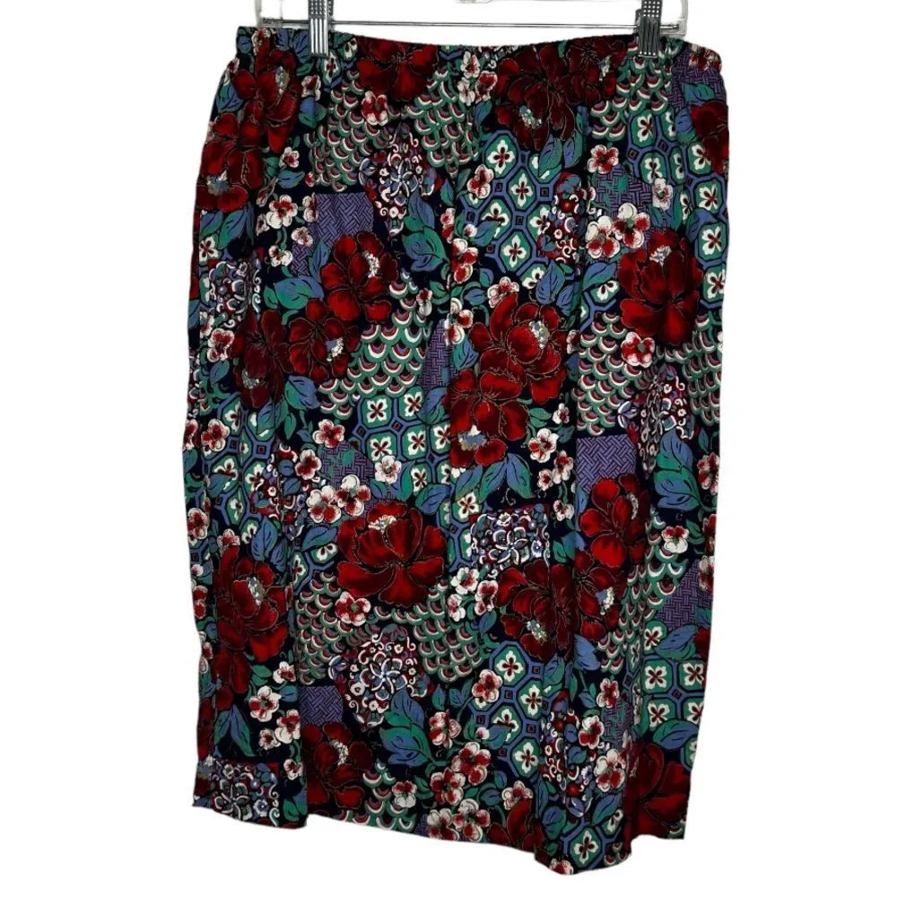 Vintage SL Fashions Floral Skirt‎ Set Red Size M - Image 10