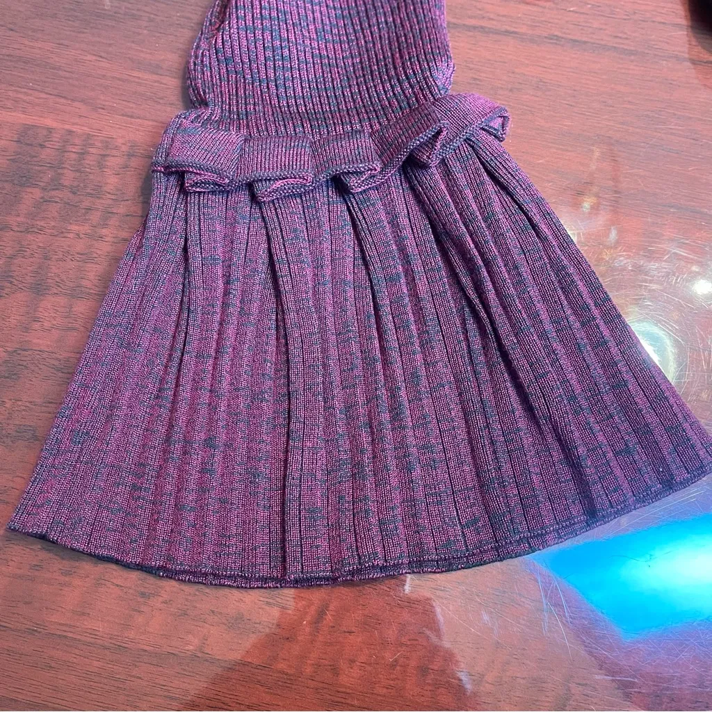 New Nina Leonard Bell Sleeve Midi Sweater Dress Wine Burgundy Ribbed Knit Sz L - Image 8