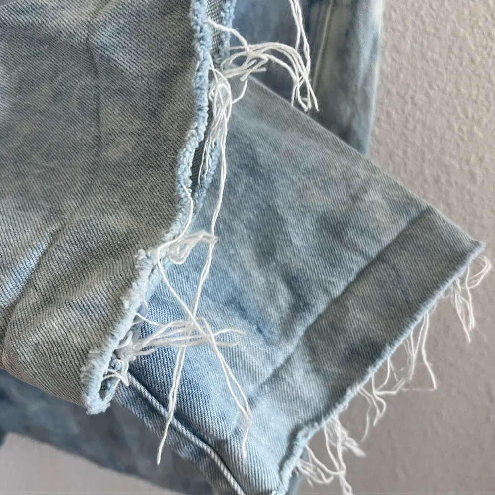 FRAME Denim Le High Straight Jeans Acid Wash Trendy Y2K Vibes Fray Folded Hem 28 - Image 7