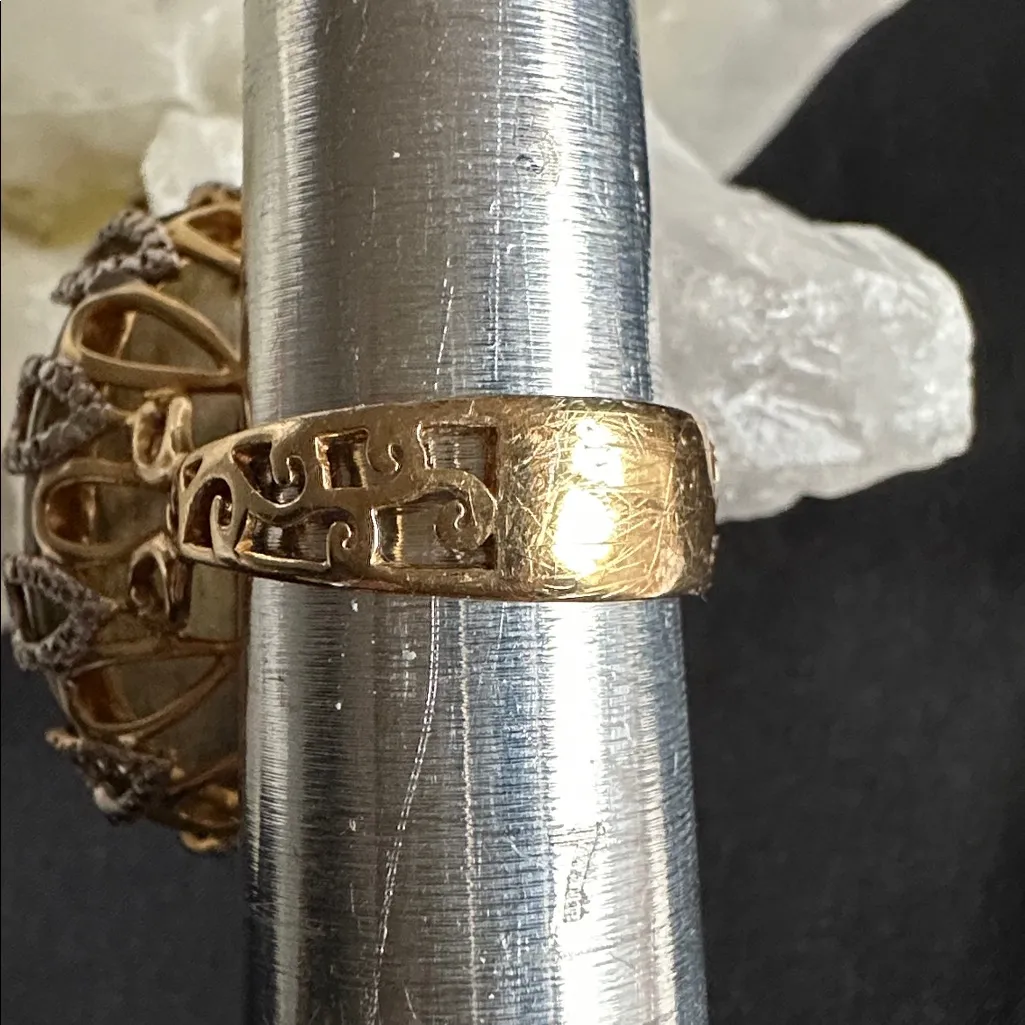 Rarities EUC genuine labradorite ring in 925 stamped sterling w/ vermeil overlay Blue Size 6 - Image 6